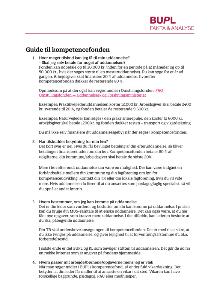 Q and A om kompetencefonden BUPL 2025 1 - Danske Musik- og Kulturskoler