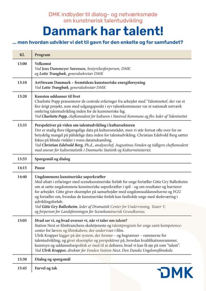 Netvaerksmoede program 2025 lille - Danske Musik- og Kulturskoler